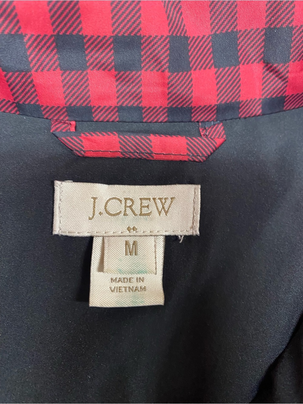 J. Crew Red and Black Buffalo Plaid Lined Sleeveless Jacket Women’s Medium - Picture 3 of 4